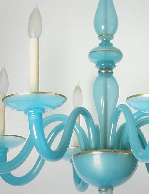 Italian Mediterranean Blue Murano Glass Chandelier