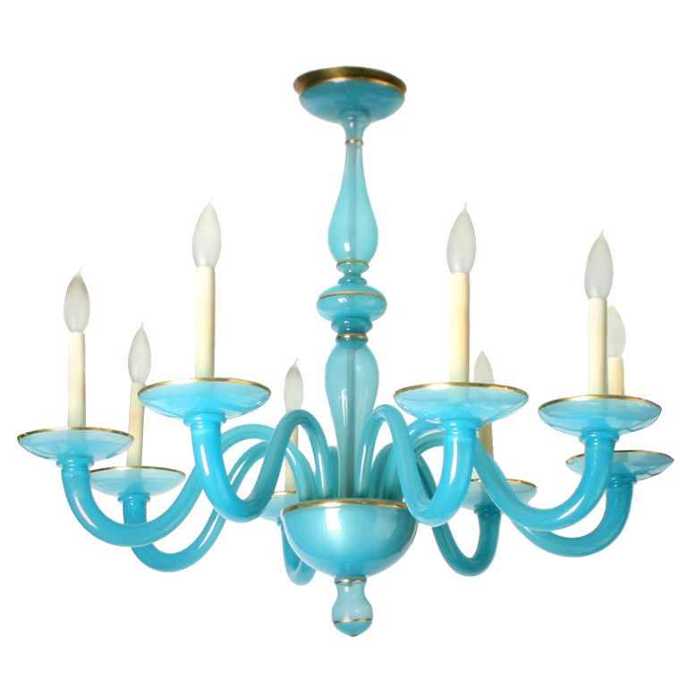 Mediterranean Blue Murano Glass Chandelier