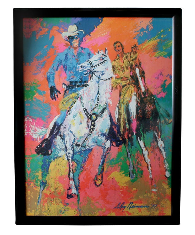 Everyone loves Tonto and the Lone Ranger.  Here is Leroy Neiman's version. 
*Measurements*
Unframed 29 3/8