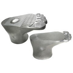 Fabulous Pair of Sculptural Feet End Tables or Stools