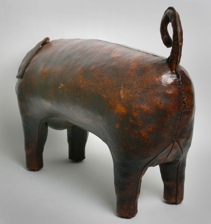 Mid-20th Century Abercrombie & Fitch Leather Pig Ottoman