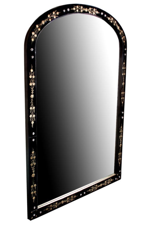 Large Black Venetian Reverse Carved Mirror