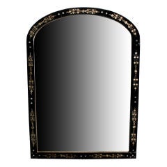 Antique Large Black Venetian Reverse Carved Mirror