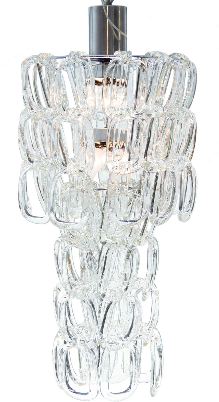 Matching Pair of Angelo Mangiarotti  Glass Chandeliers
