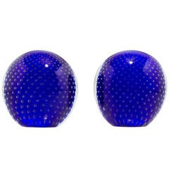 Vintage Pair of Venini Cobalt Blue Glass Bookends