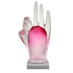 Murano Italian Glass Hand with OK Gesture