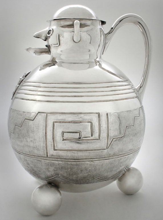 Mid-20th Century Figural Sterling Silver Covered Pitcher