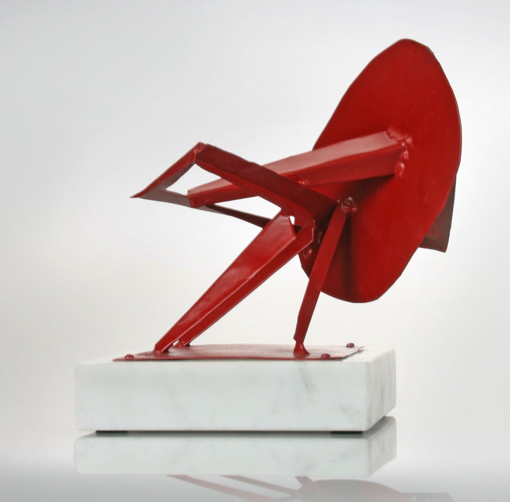 This is a very interesting sculpture by Abbott Pattison. This is one of three red welded steel sculptures we have, done as studies for public sculpture. These sculptures look great as a collection or stand on their own and are interesting from all