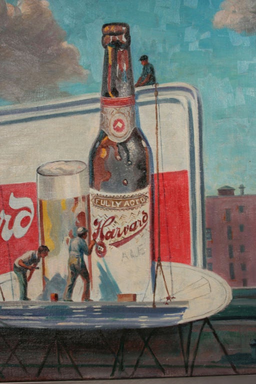 American Harvard Beer Billboard Painting For Sale