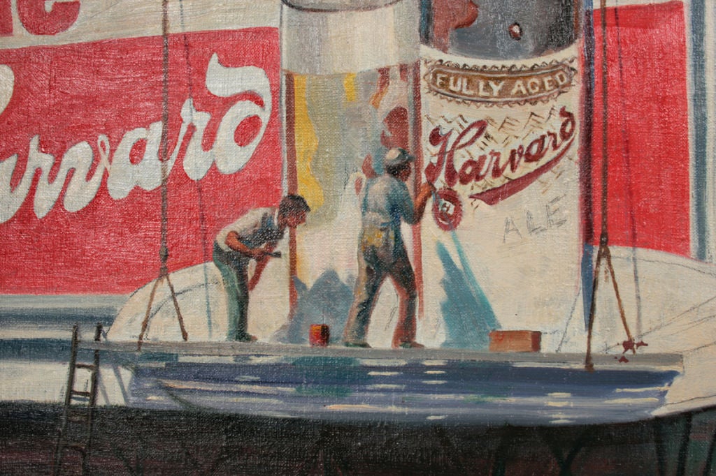 Harvard Beer Billboard Painting In Excellent Condition For Sale In Chicago, IL