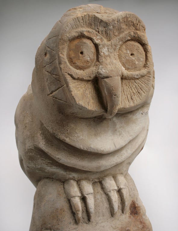 This is a fabulous carving that captures the  essence of the owl. Very sculptural, its original intention was to be used as a pipe.