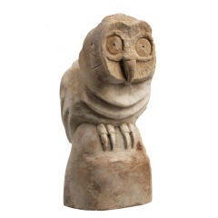 Large Carved Stone American Indian  Owl Effigy Pipe