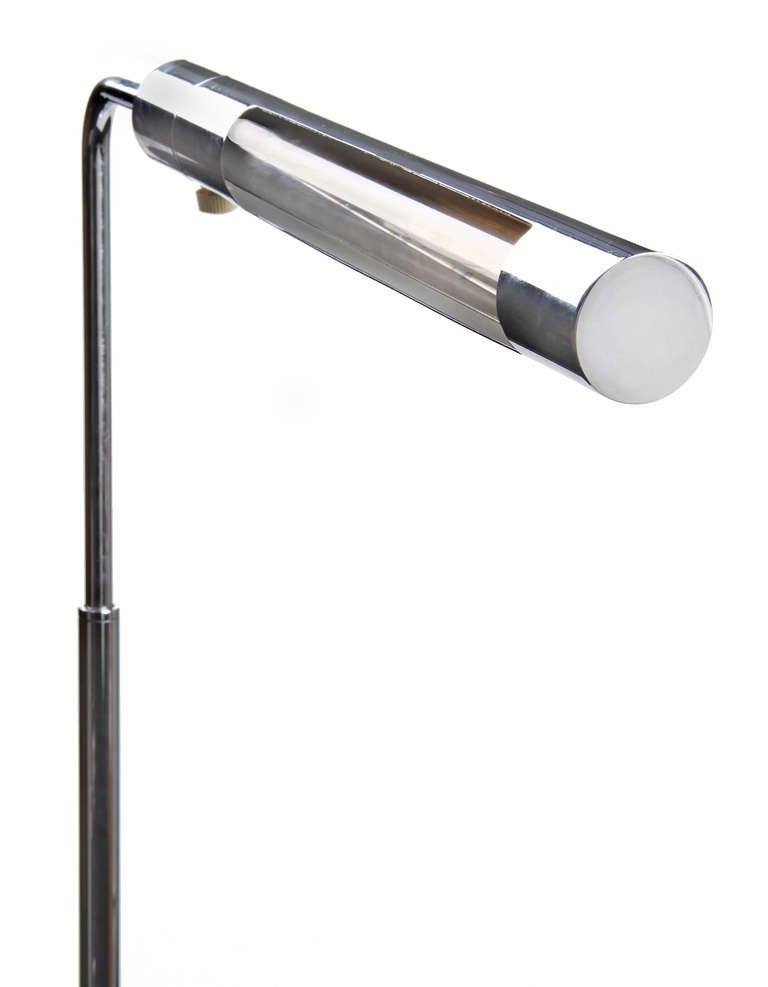 Casella Chrome  Adjustable Floor Lamp In Excellent Condition In Chicago, IL