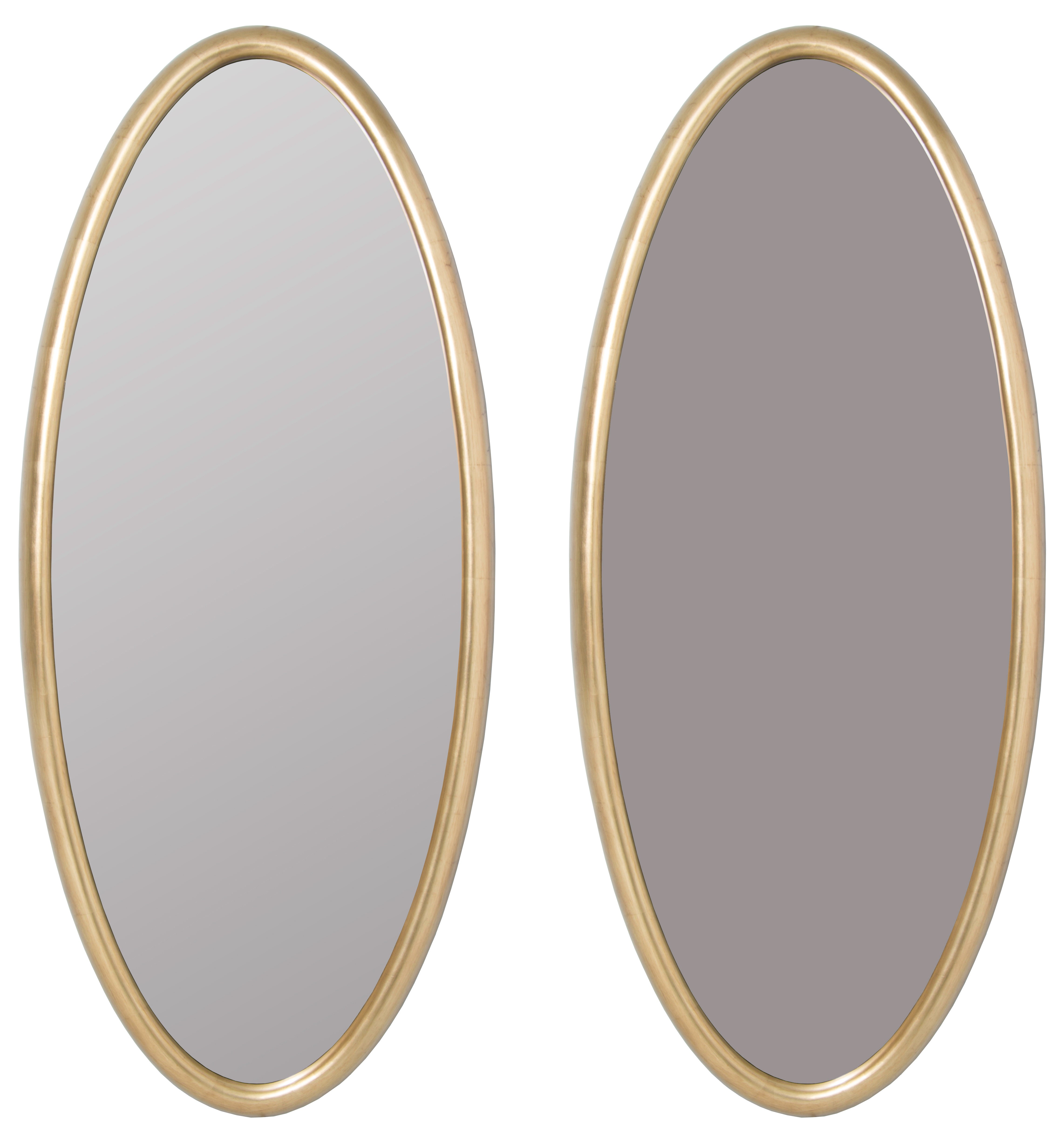 Pair  of Long Gold Gilt Oval  Mirrors For Sale