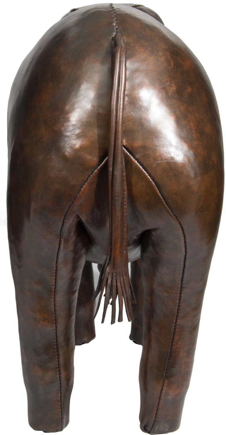 English Large Leather  Elephant with Tusks For Sale