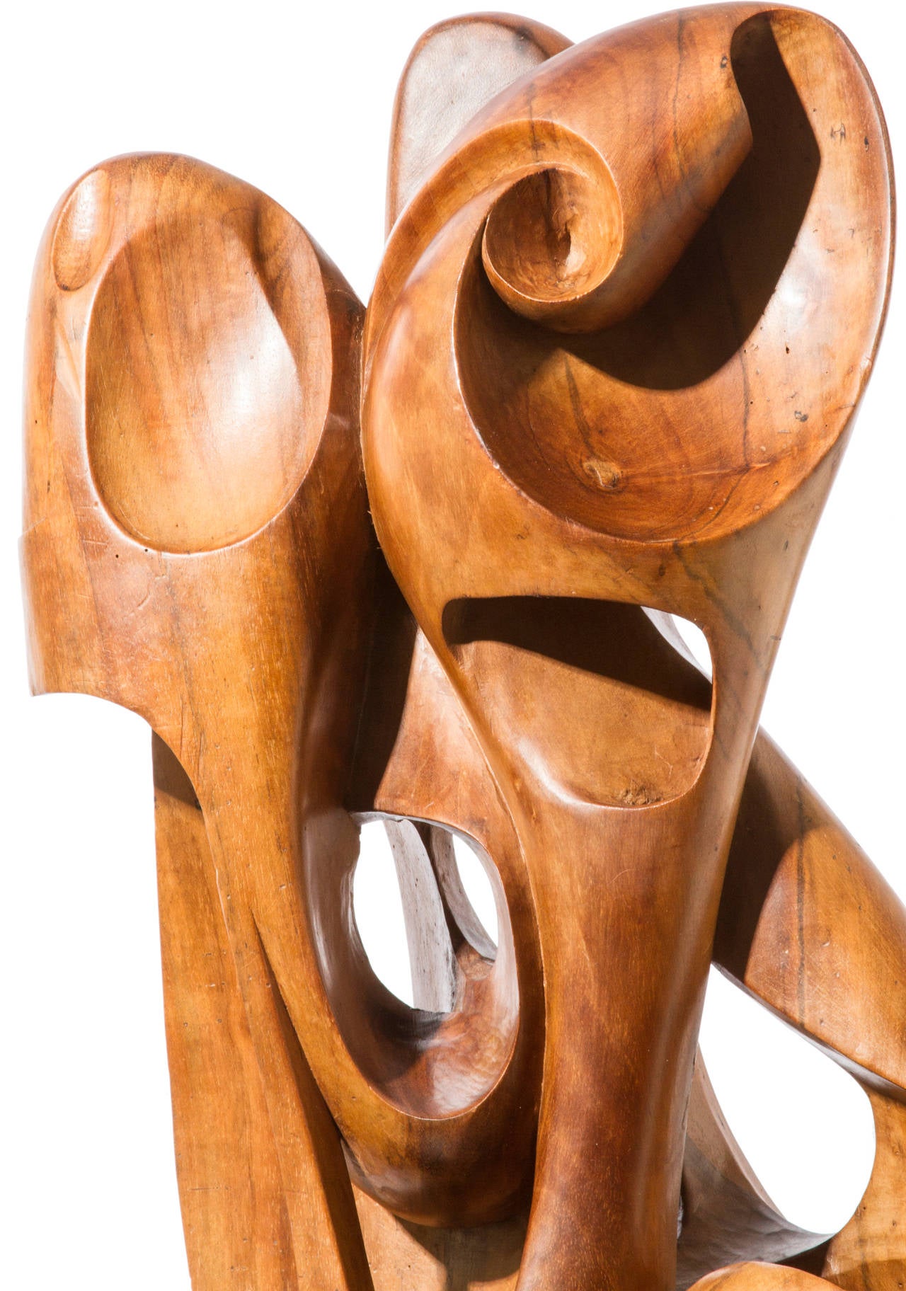 Hand-Carved Tall Biomorphic Carved Wood Sculpture