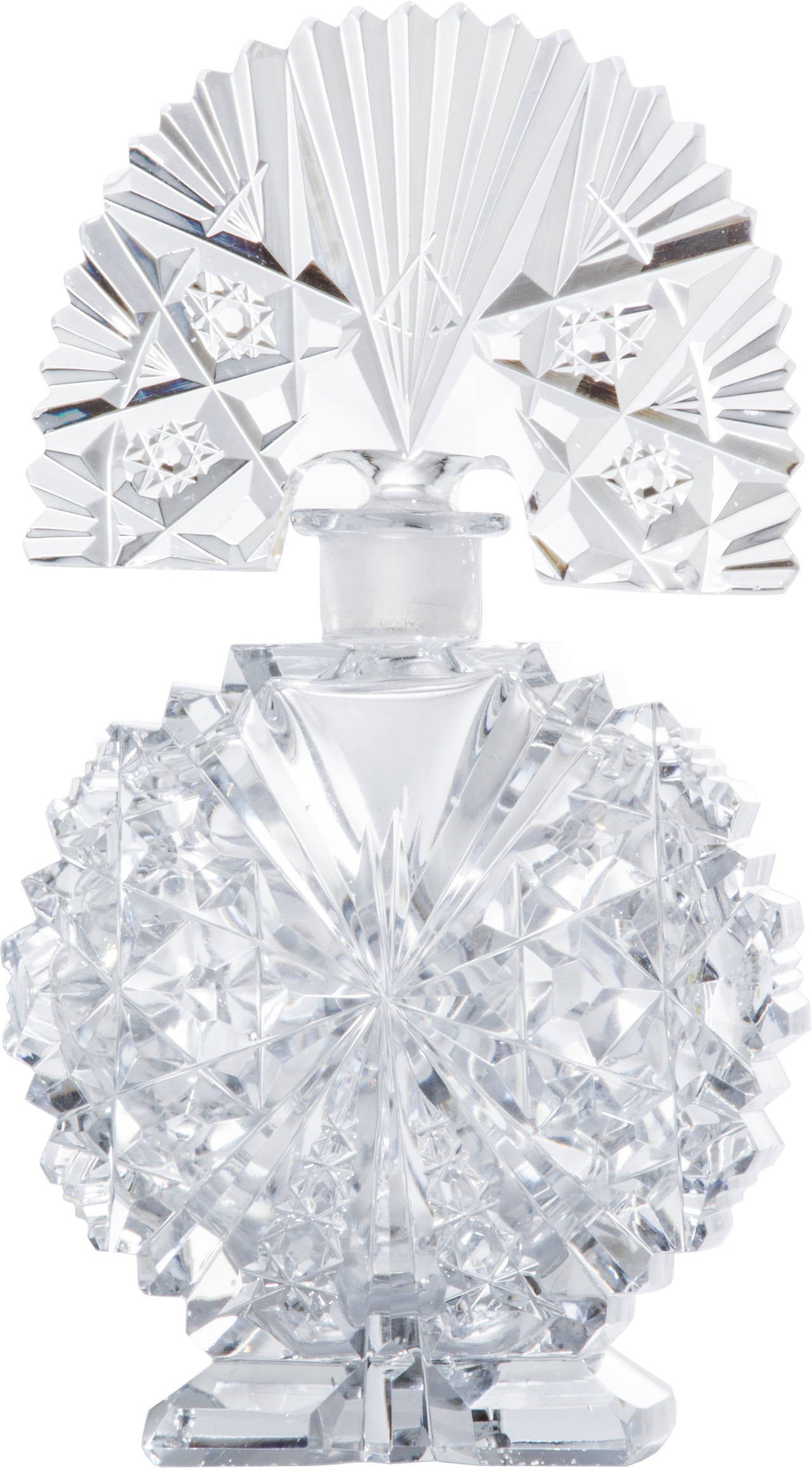 Pair of Art Deco Czech Cut Crystal Perfume Bottles
