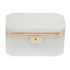 Large White Cenedese Opaline Locking Box