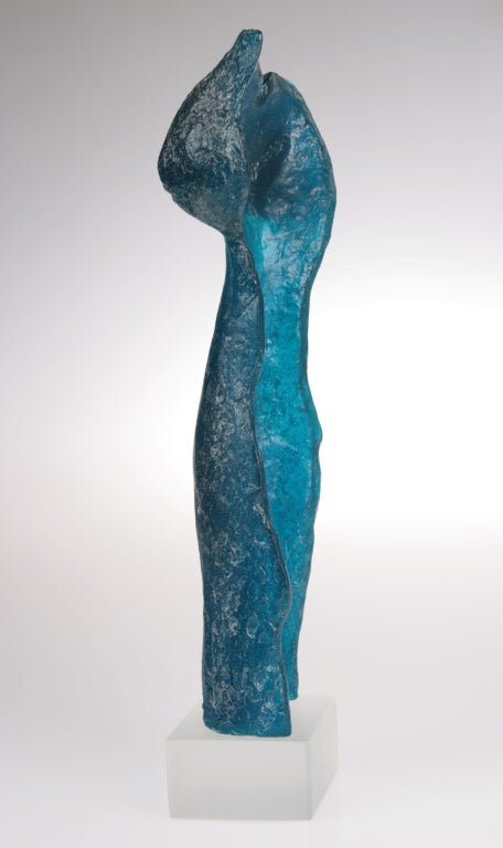 French Daum Female Figure in Blue Glass by Jacqueline Badord