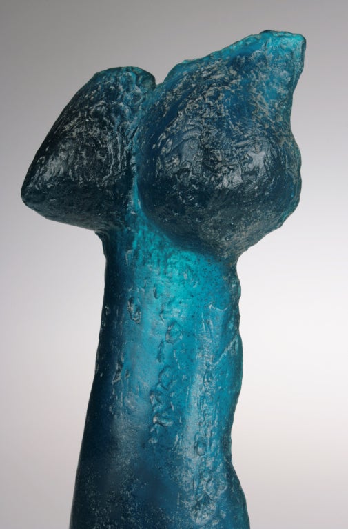 Daum Female Figure in Blue Glass by Jacqueline Badord In Excellent Condition In Chicago, IL