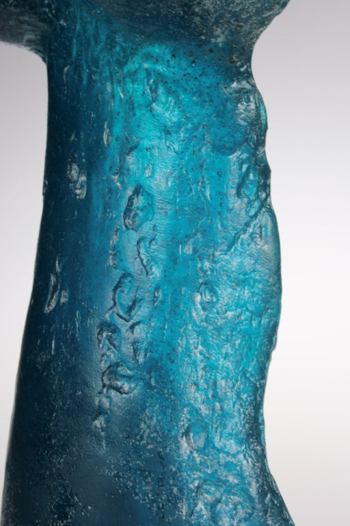 20th Century Daum Female Figure in Blue Glass by Jacqueline Badord