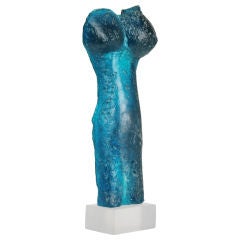 Daum Female Figure in Blue Glass by Jacqueline Badord