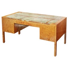 Custom Burl Wood Desk with Onyx Top