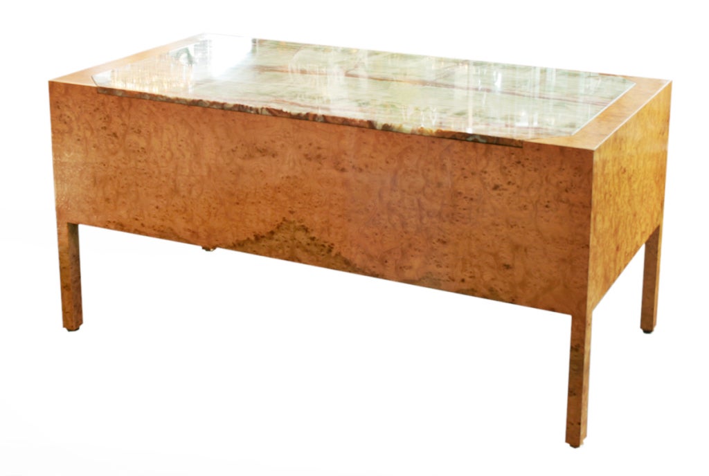 20th Century Custom Burl Wood Desk with Onyx Top