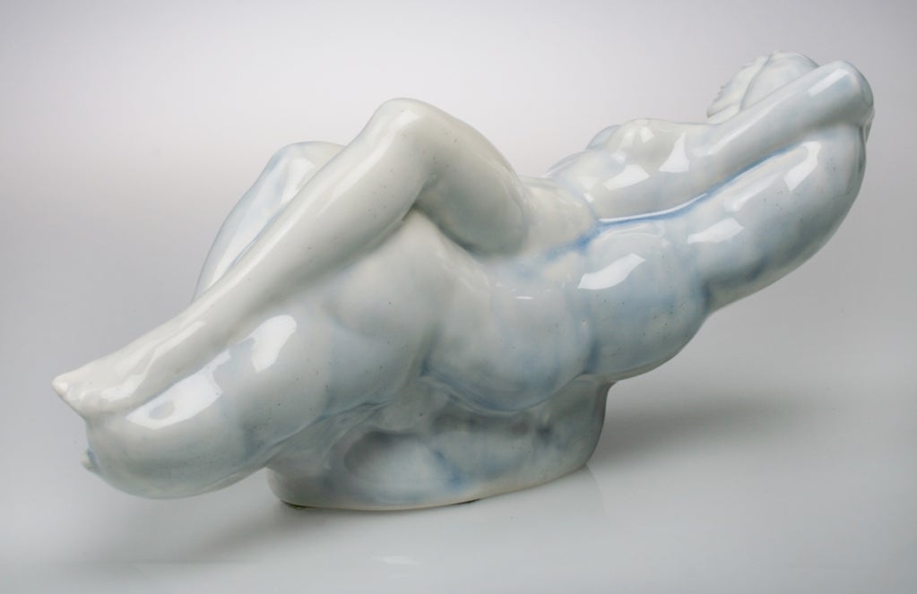American Art Deco Ceramic Reclining Nude by Wheeler Williams For Sale