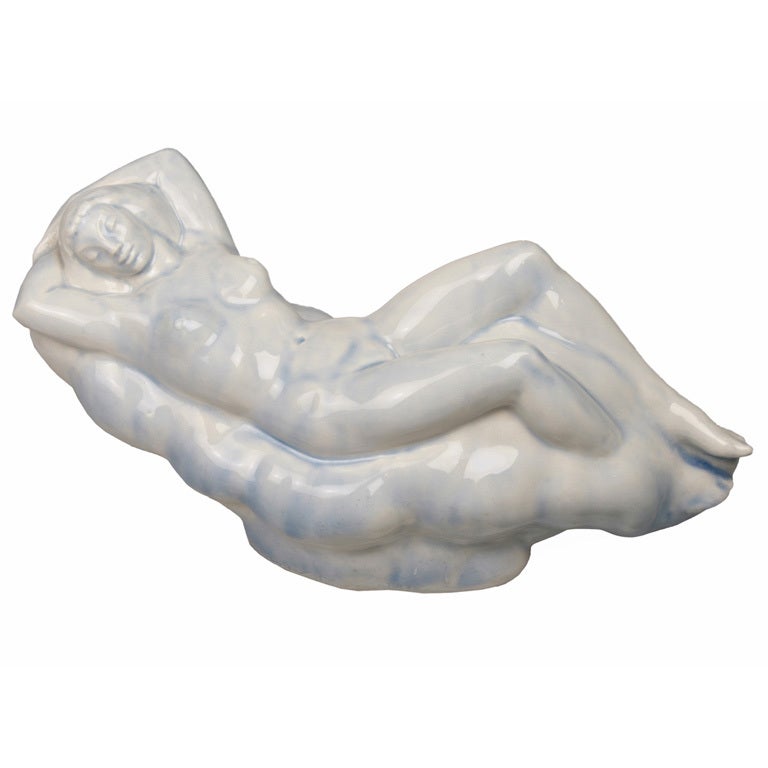 Art Deco Ceramic Reclining Nude by Wheeler Williams For Sale