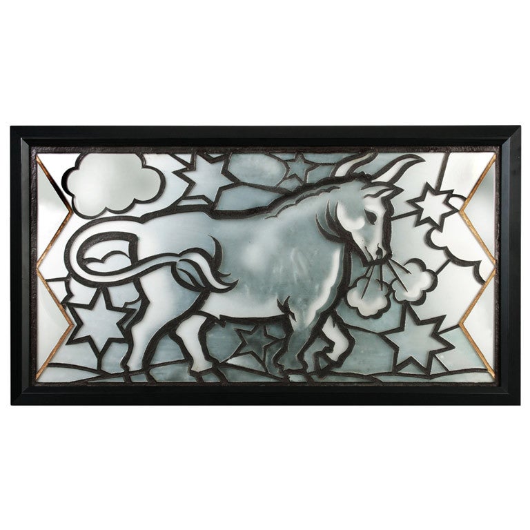 Art Deco Astrological  Symbol  of Taurus the Bull For Sale