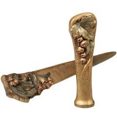French Art Nouveau Bronze Letter Opener and Seal
