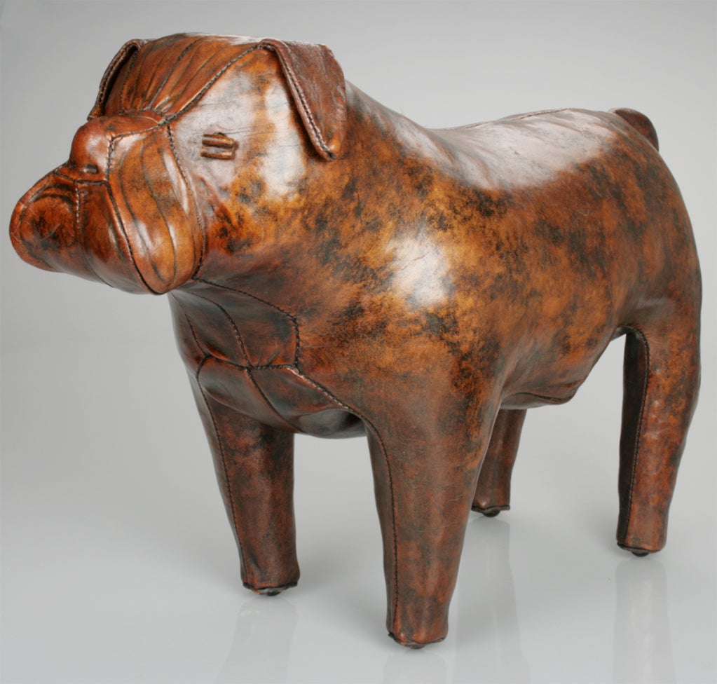 This vintage leather Bulldog made in England by Abercrombie and Fitch. Exceptional British quality and character.