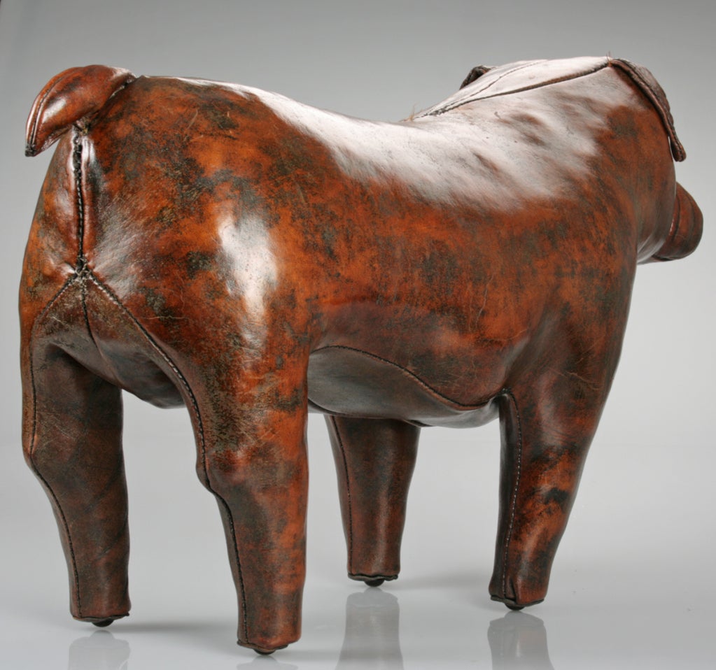Abercrombie & Fitch English Bulldog Leather Footstool 1