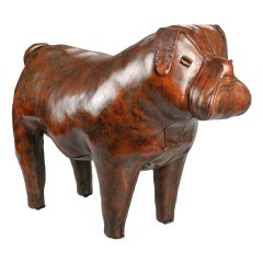 Abercrombie & Fitch English Bulldog Leather Footstool