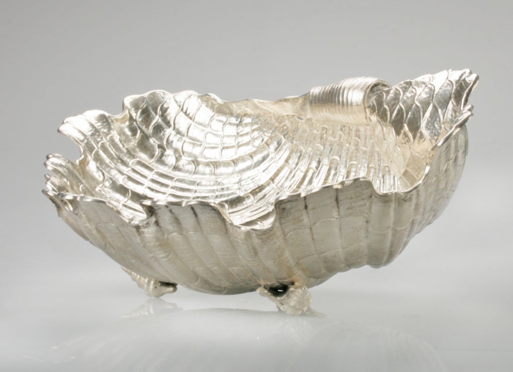 Large Portuguese Silver Shell  Serving Bowl by David Ferreira 1