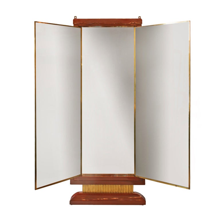 french art deco lacquered three panel floor mirror miroir french art deco lacquered three panel floor mirror miroir