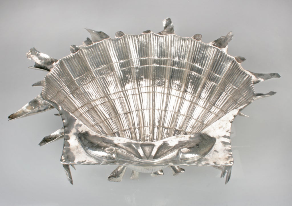 Mid-20th Century Large Portuguese Silver Sculptural Shell Bowl by David Ferreira