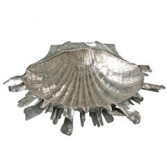 Large Portuguese Silver Sculptural Shell Bowl by David Ferreira