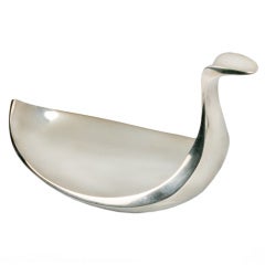 Vintage Sculptural Hermes Silvered Dresser Tray in Bird Form