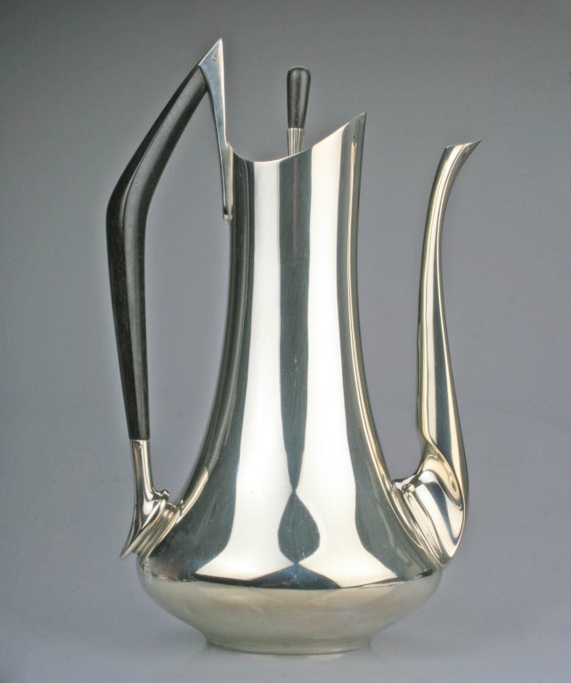 Modernist Sterling  Coffee & Tea Set Circa 70 by Coleflesh In Excellent Condition In Chicago, IL