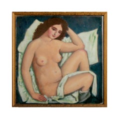 Modernist Nude Copper Enamel Painting