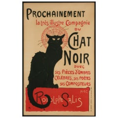 Chat Noir French Stone Lithograph by Theophile Steinlen
