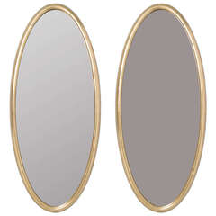 Pair  of Long Gold Gilt Oval  Mirrors