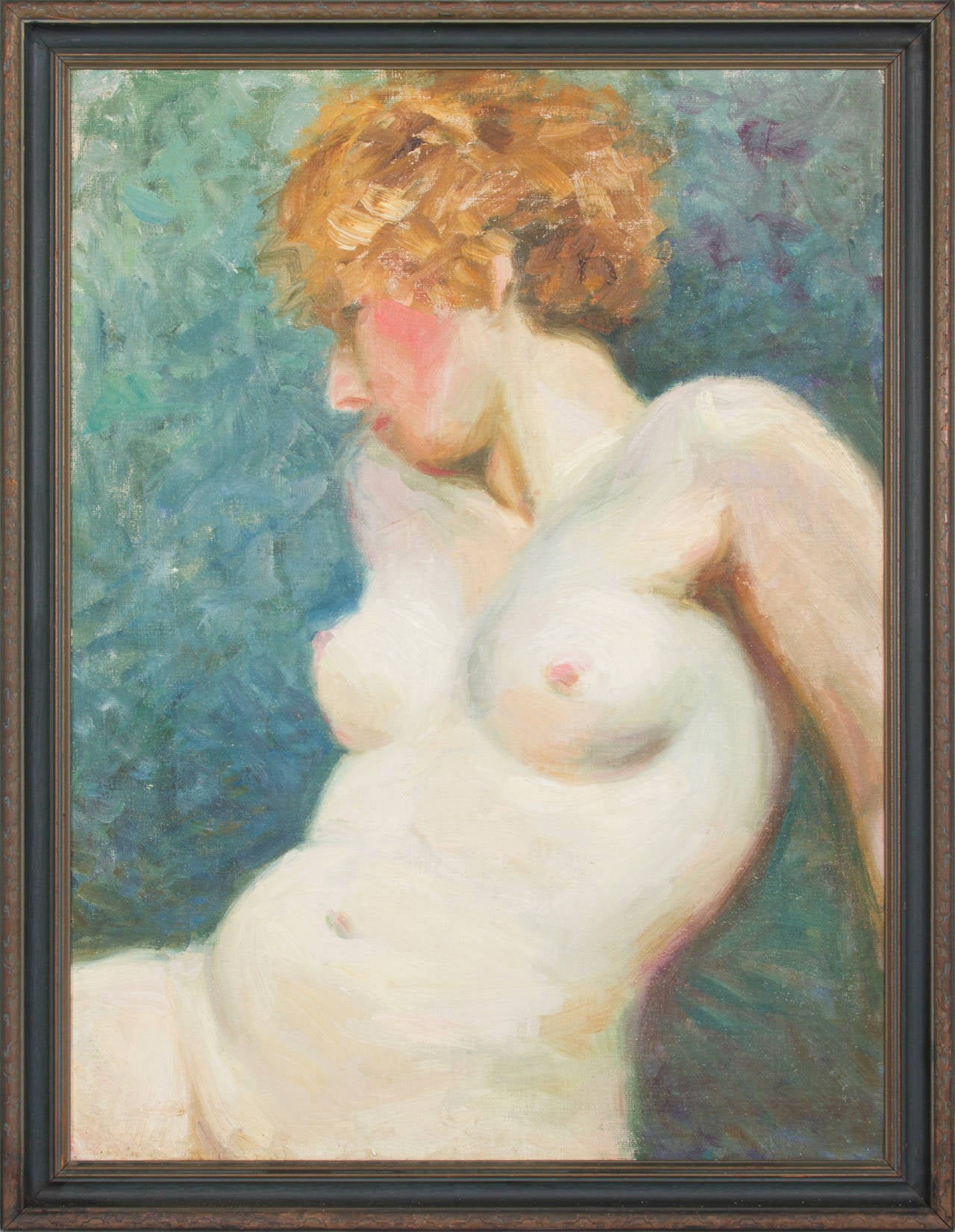 This is a nicely painted nude from the 1920s, in its original frame. The painting measures 18