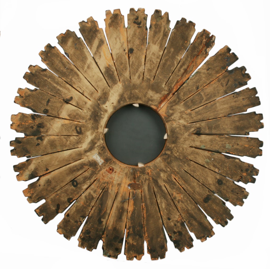 Vintage  Gilt Hand Carved Italian Sunburst / Starburst  Mirror