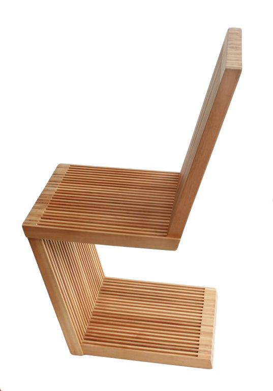 Custom Pair of Slatted Wood Z Chairs at 1stDibs