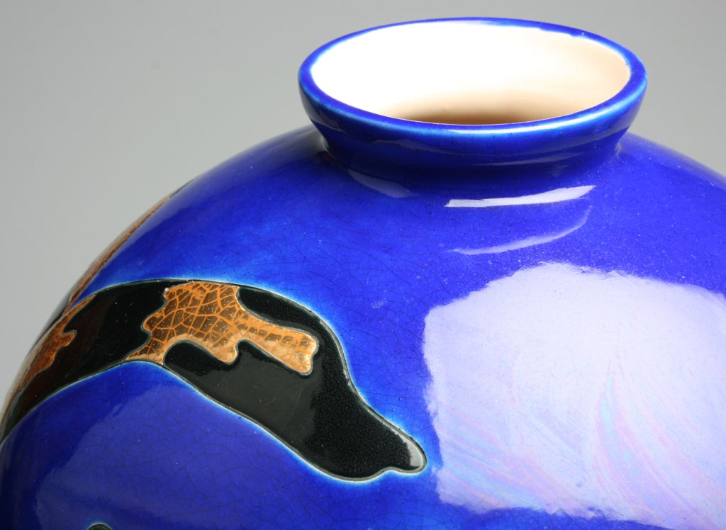20th Century Ceramic Snake Vase by Danillo Curetti for Longwy