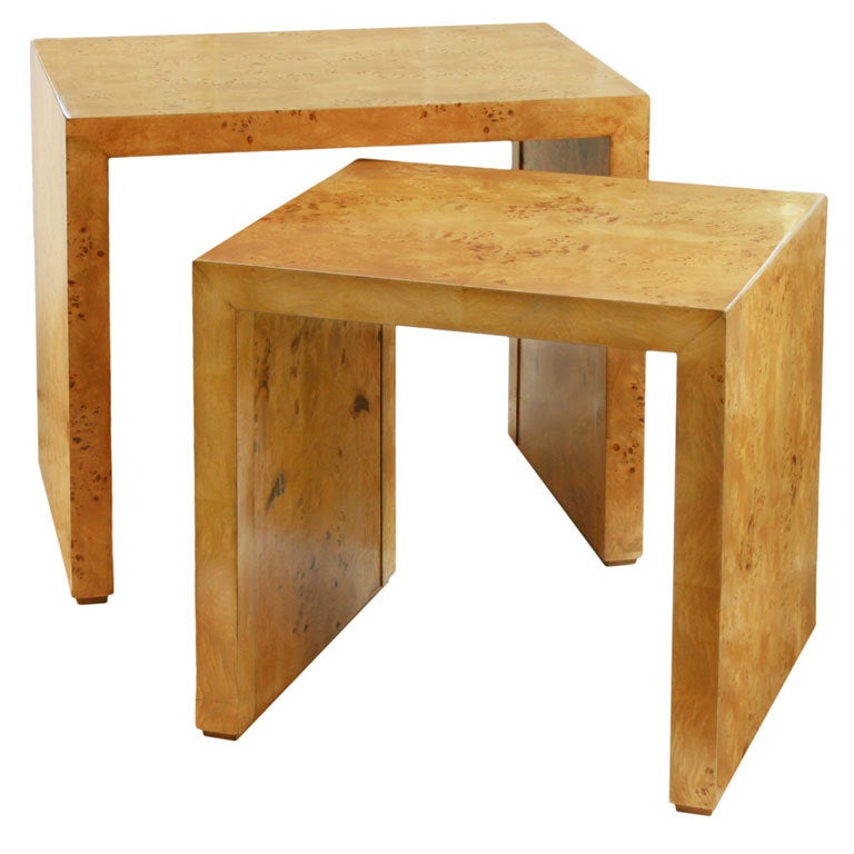 Beautiful Burled Wood Nesting Tables  by Milo Baughman For Sale