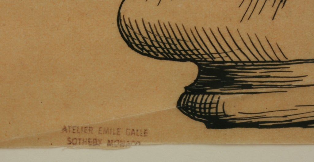 19th Century Emile Galle Art Nouveau Drawing For Sale